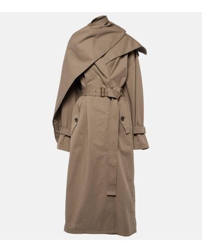 Acne Studios Shawl-detail Twill Cotton Trench Coat - Natural