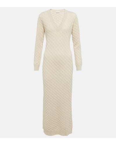 Brunello Cucinelli Wool, Cashmere, And Silk Maxi Dress - Natural