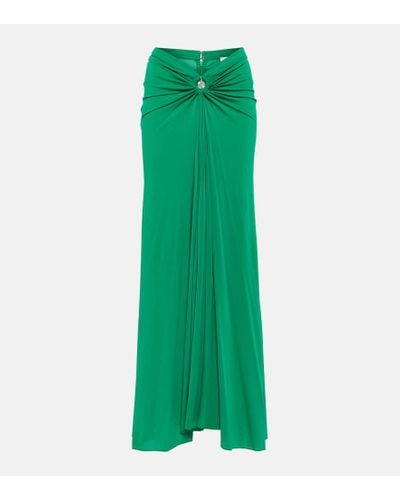 Rabanne Draped Jersey Maxi Skirt - Green