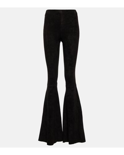 Stouls High-rise Suede Flared Trousers - Black