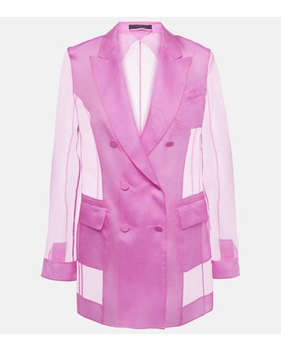 Max Mara Negrar Silk Organza Blazer - Pink