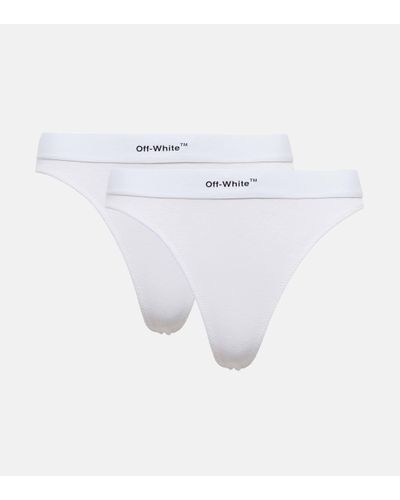 Off-White c/o Virgil Abloh Set Of 2 Logo Cotton Thongs - White