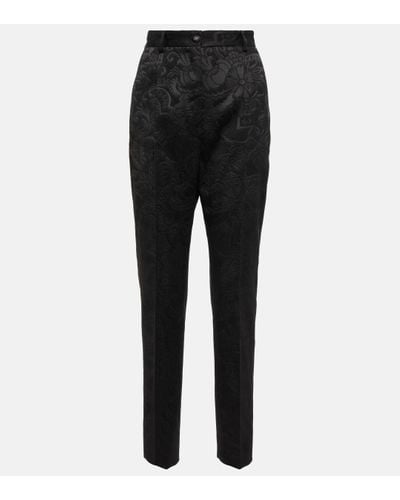 Dolce & Gabbana Jacquard High-rise Cropped Trousers - Black