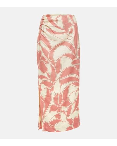 Sir. The Label Belletto Printed Linen Maxi Skirt - Pink