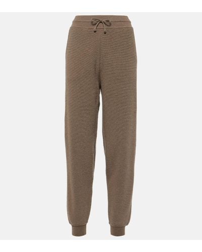 Loro Piana Cocooning Cotton And Cashmere-blend Joggers - Brown