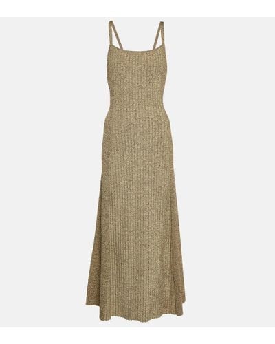Ganni Ribbed-knit Midi Dress - Gray