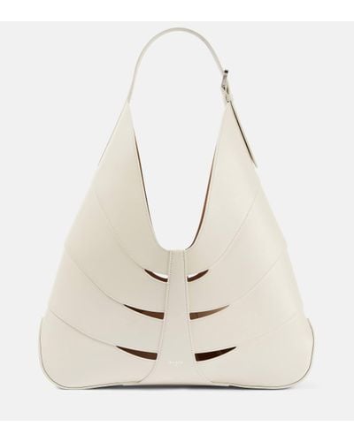 Alaïa Delta Leather Shoulder Bag - White
