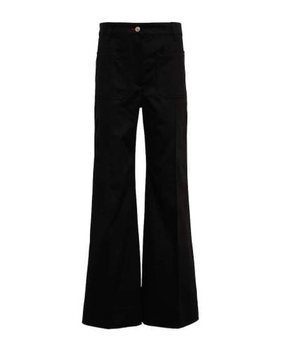 Victoria Beckham Jeans anchos de tiro alto - Negro