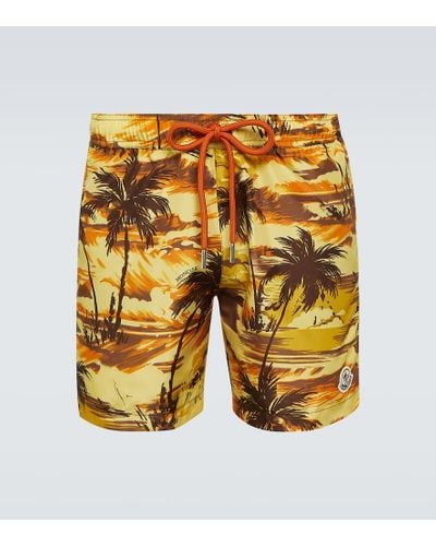 Moncler Printed Technical Shorts - Yellow