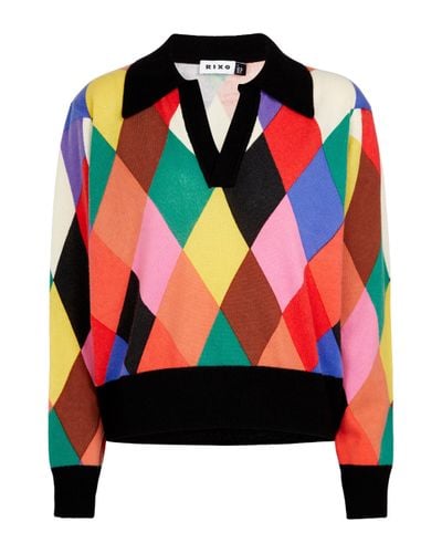 RIXO London Cecily Harlequin Cashmere Jumper - Multicolour