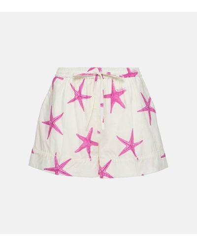 Valentino Starfish Cotton Poplin Shorts - Pink