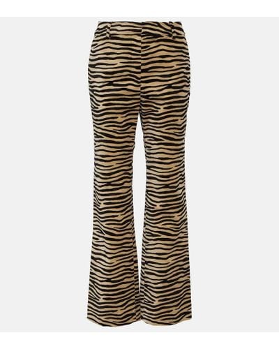 Rabanne Tiger-print Cotton Twill Flared Pants - Multicolor
