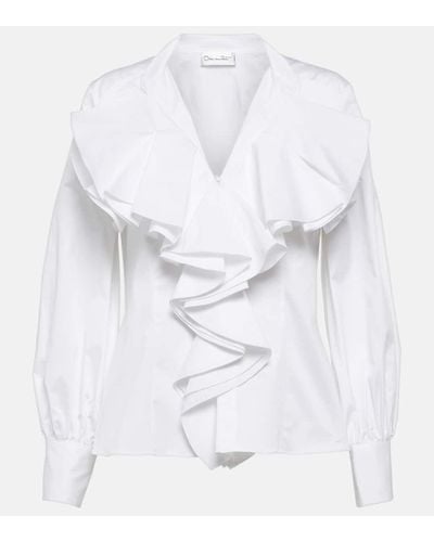 Oscar de la Renta Ruffled Cotton Shirt - White