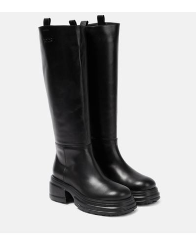 Tod's Platform Boots In Leather - Black