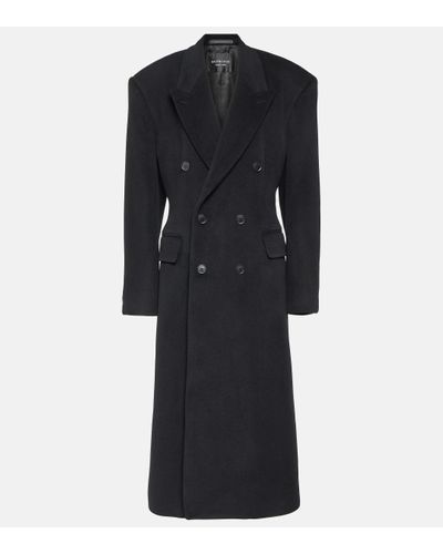 Balenciaga Cinched Cashmere And Wool Coat - Black