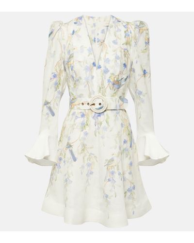 Zimmermann Natura Floral Linen Minidress - White