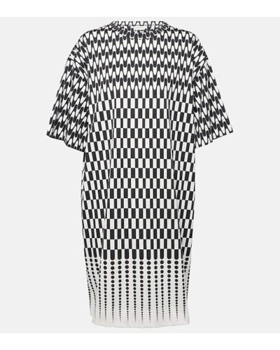 Dries Van Noten Checked Cotton T-shirt Dress - Black