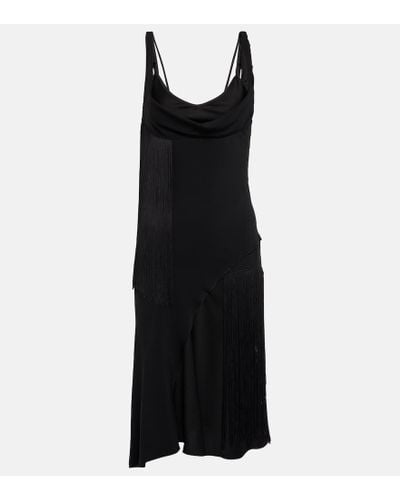 Victoria Beckham Fringe-trimmed Asymmetric Minidress - Black