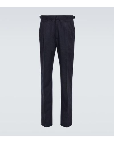 Loro Piana Tailor Two Pince Wool-blend Pants - Blue