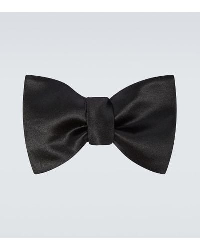 Brunello Cucinelli Silk And Cotton Satin Bow Tie - Black