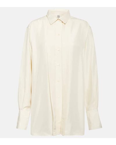 Totême Camisa de seda plisada - Blanco