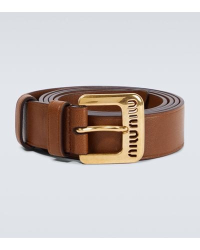 Miu Miu Logo Leather Belt - Brown