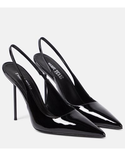 Paris Texas Lidia Leather Slingback Court Shoes - Black