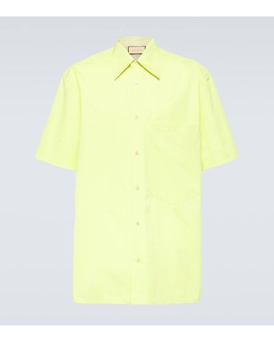 Gucci Oversize-Hemd aus Baumwollpopeline - Gelb