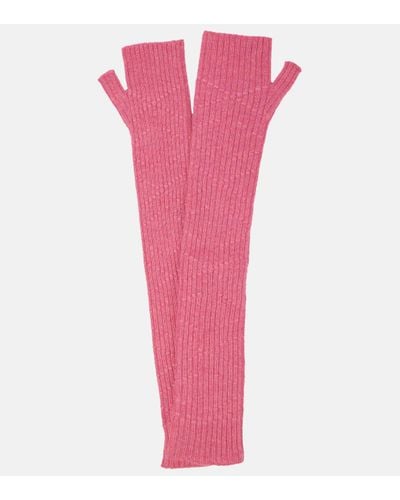 Barrie Fingerless Cashmere Gloves - Pink