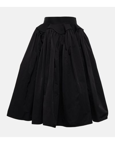 Bottega Veneta Nylon Peplum Midi Skirt - Black