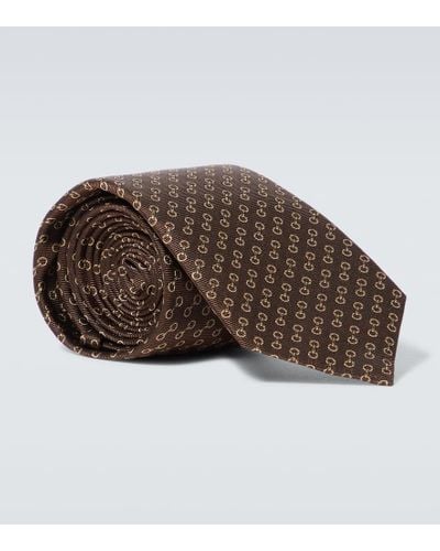 Gucci Krawatte Horsebit aus Seiden-Jacquard - Braun