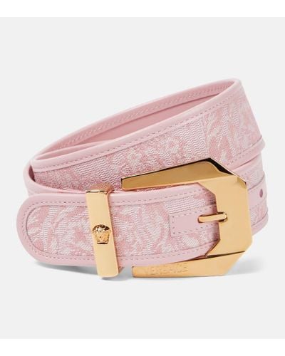Versace Barocco Medusa Leather-trimmed Belt - Pink