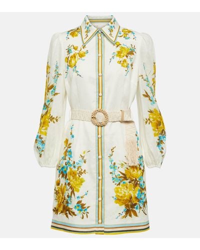 Zimmermann Robe chemise Halcyon imprimee en lin - Jaune
