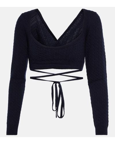Patou Cropped Wool And Cashmere Sweater - Blue