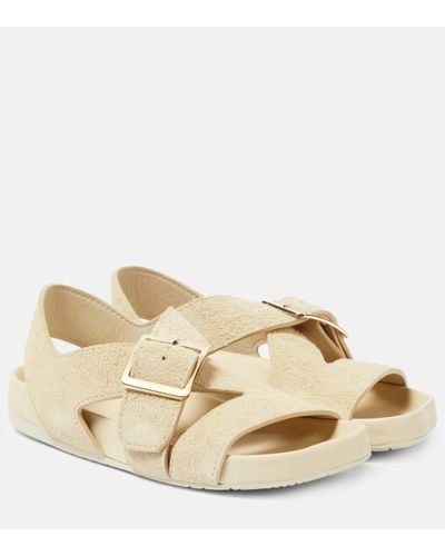Loewe Ease Brushed Leather Sandals - Natural