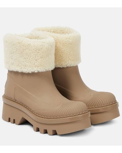 Chloé Ankle Boots Raina mit Shearling - Natur