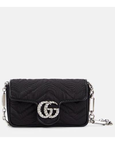 Gucci GG Marmont Mini Moire Belt Bag - Black