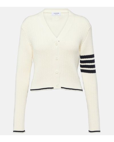 Thom Browne Cropped Cable-knit Wool Jumper Vest - Natural