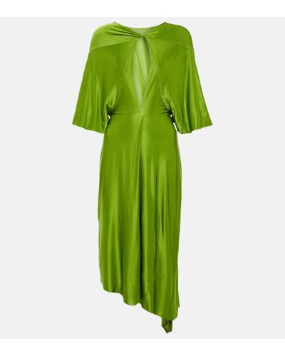Victoria Beckham Vestido midi con capa y abertura - Verde
