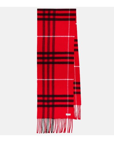 Burberry Check Wool Cashmere Scarf - Red
