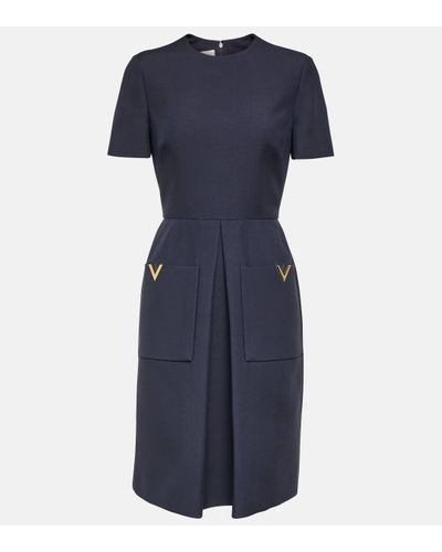 Valentino Robe VGold en Crepe Couture - Bleu