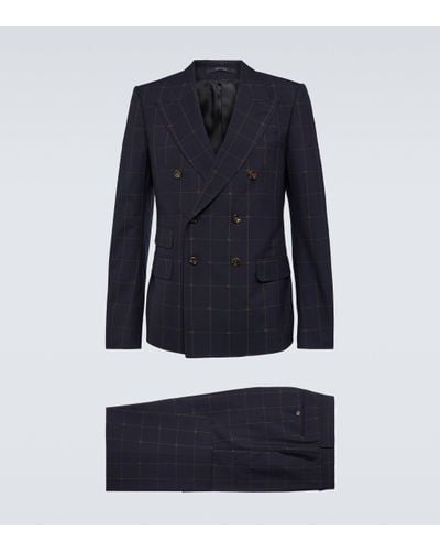Gucci Checked Wool Suit - Blue