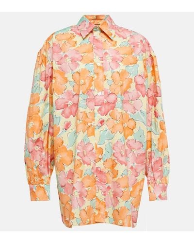 Plan C Floral Cotton Shirt - Orange