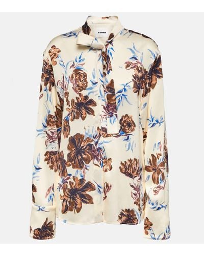 Jil Sander Camisa floral con lazada - Multicolor