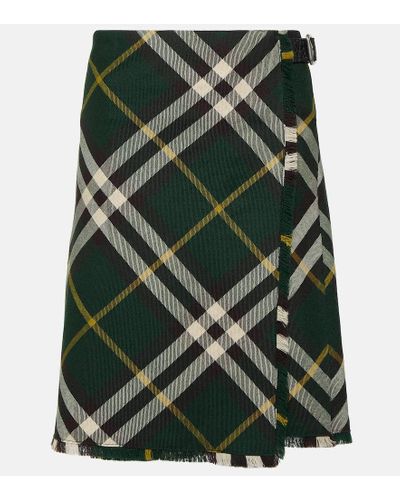 Burberry Falda escocesa Check de lana - Verde