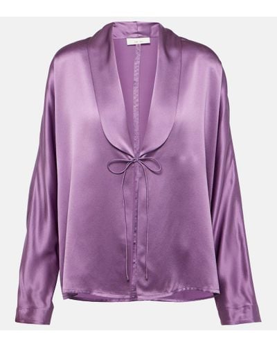 The Sei Tie-front silk satin blouse