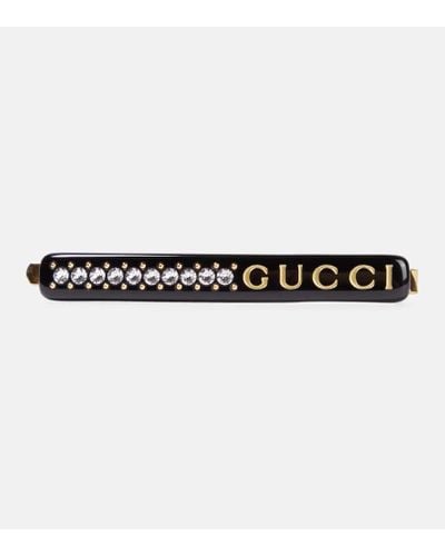 Gucci Horquilla con logo adornado - Negro