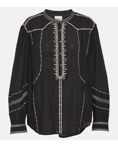 Isabel Marant Pelson Embroidered Cotton Blouse - Black