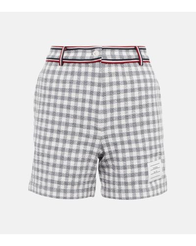 Thom Browne High-rise Gingham Cotton Shorts - Grey