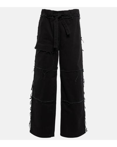 Dries Van Noten Distressed High-rise Wide-leg Jeans - Black